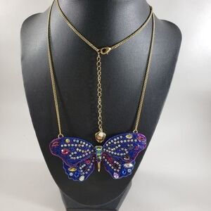 Betsey johnson purple butterfly statement necklace